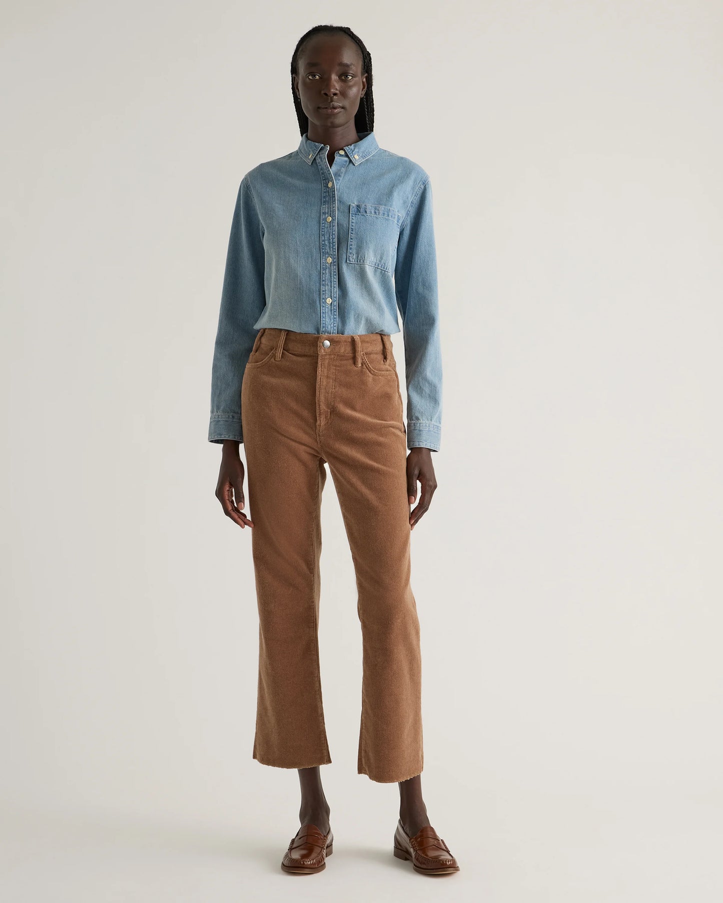 Organic Stretch Corduroy Kick Flare Pants - 0 / Warm Brown