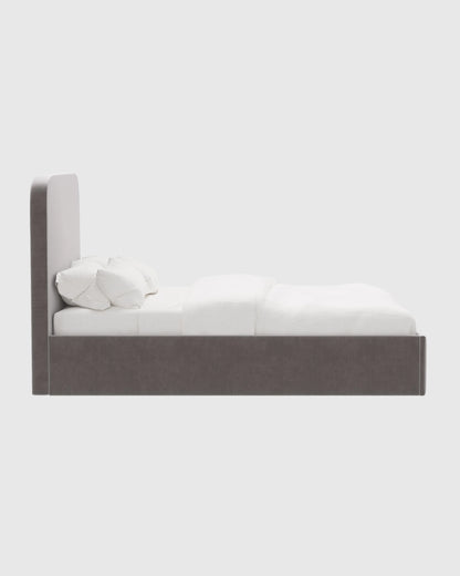 Curved Bed in Performance Velvet - Full / Walnut