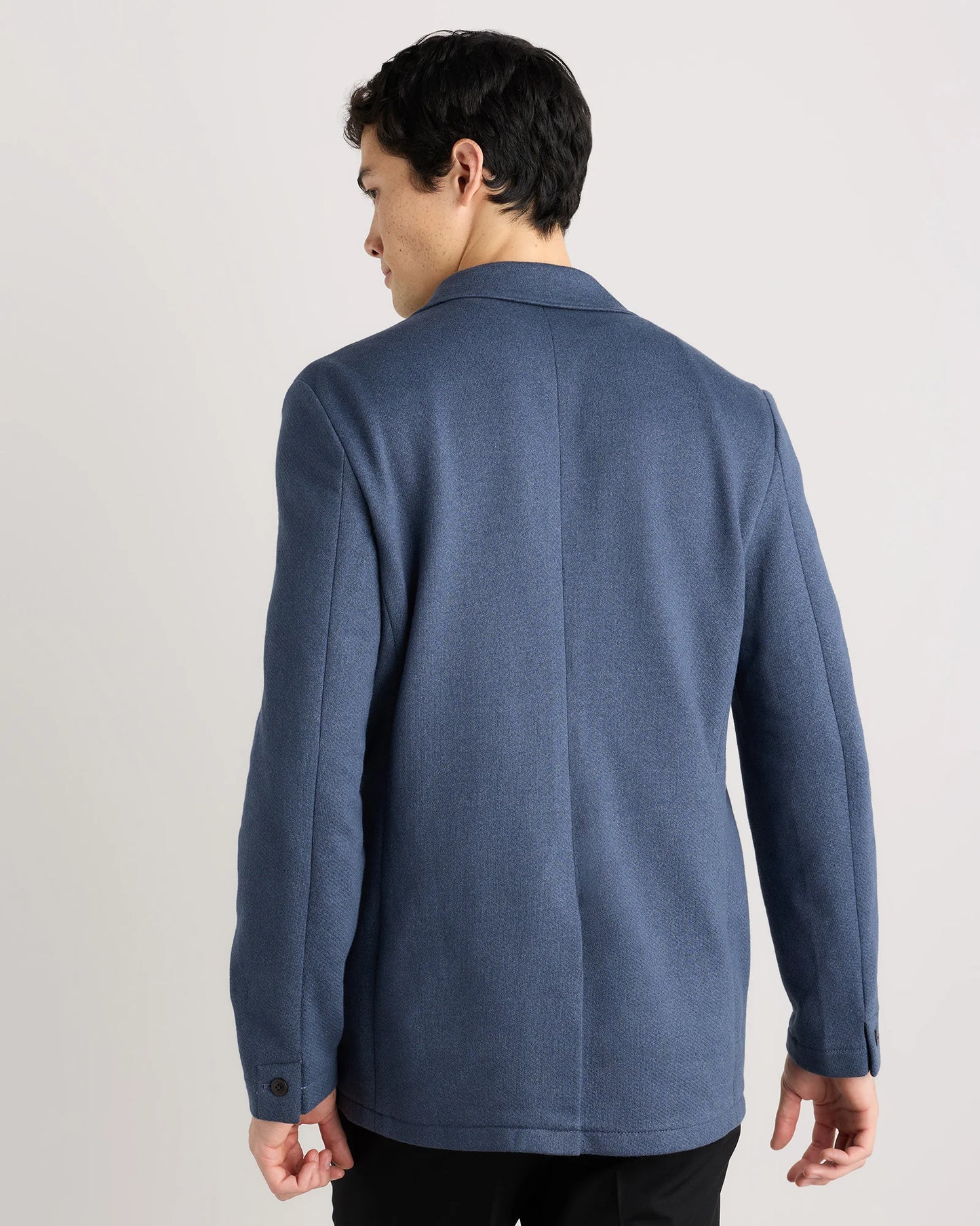Organic Cotton Terry Knit Blazer - S / Heather Navy