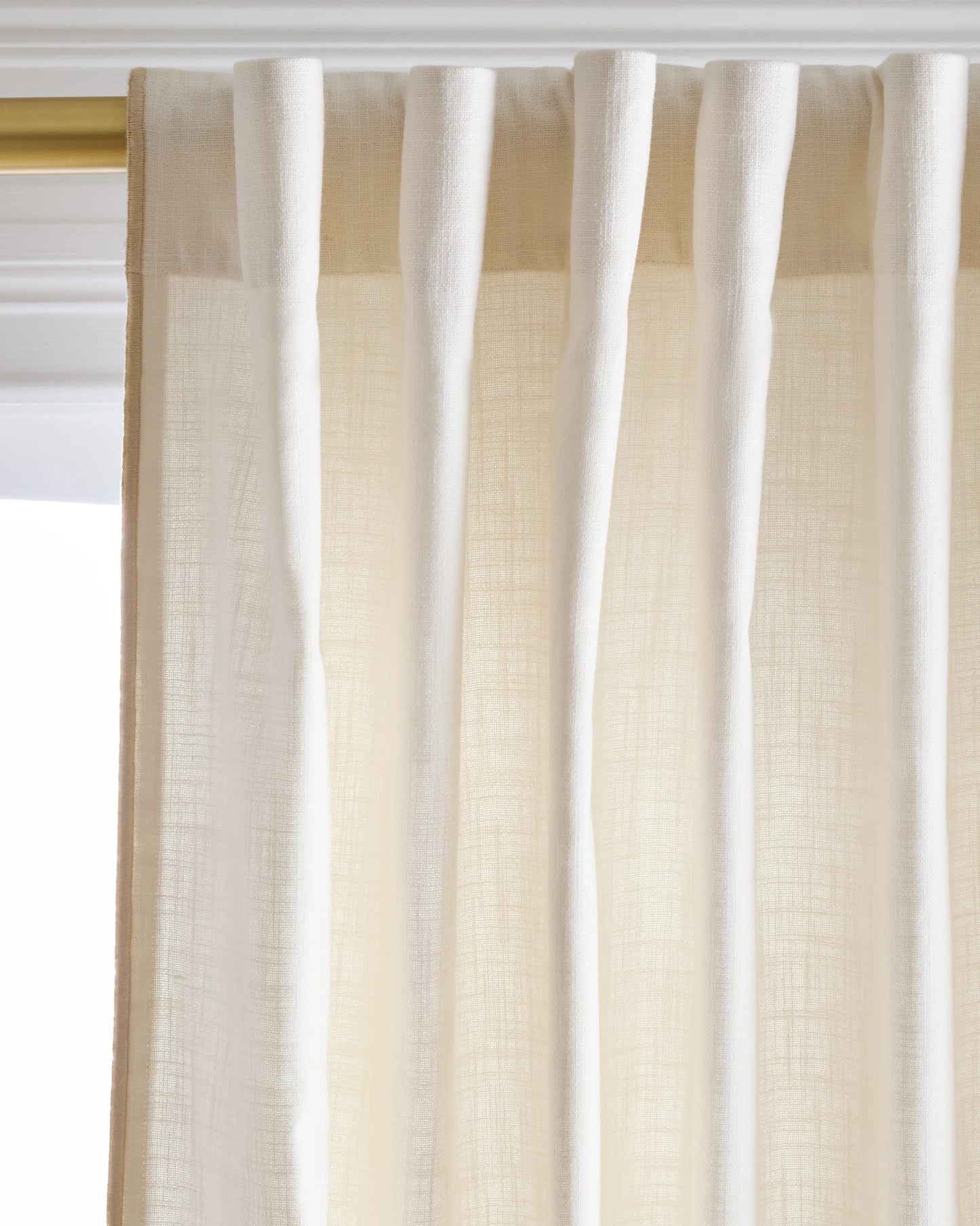 Piped Edge Cotton Curtain - Single Panel - 48x84 / Ivory/Black Piping