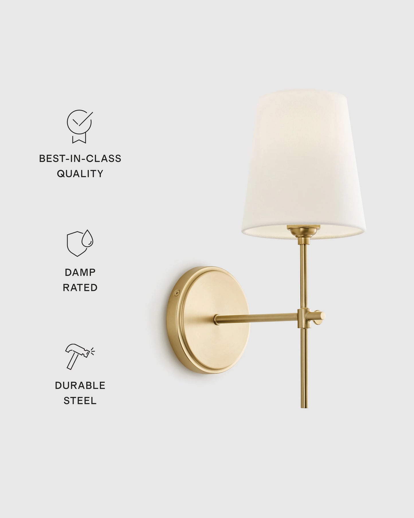 Linear Steel Sconce with Linen Shade - One Size / Brass