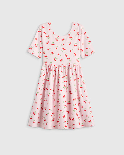 Organic Cotton Skater Dress - 6 / Sweet Cherries