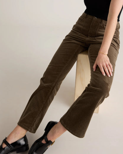 Organic Stretch Corduroy Flare Pants - 0 / Black