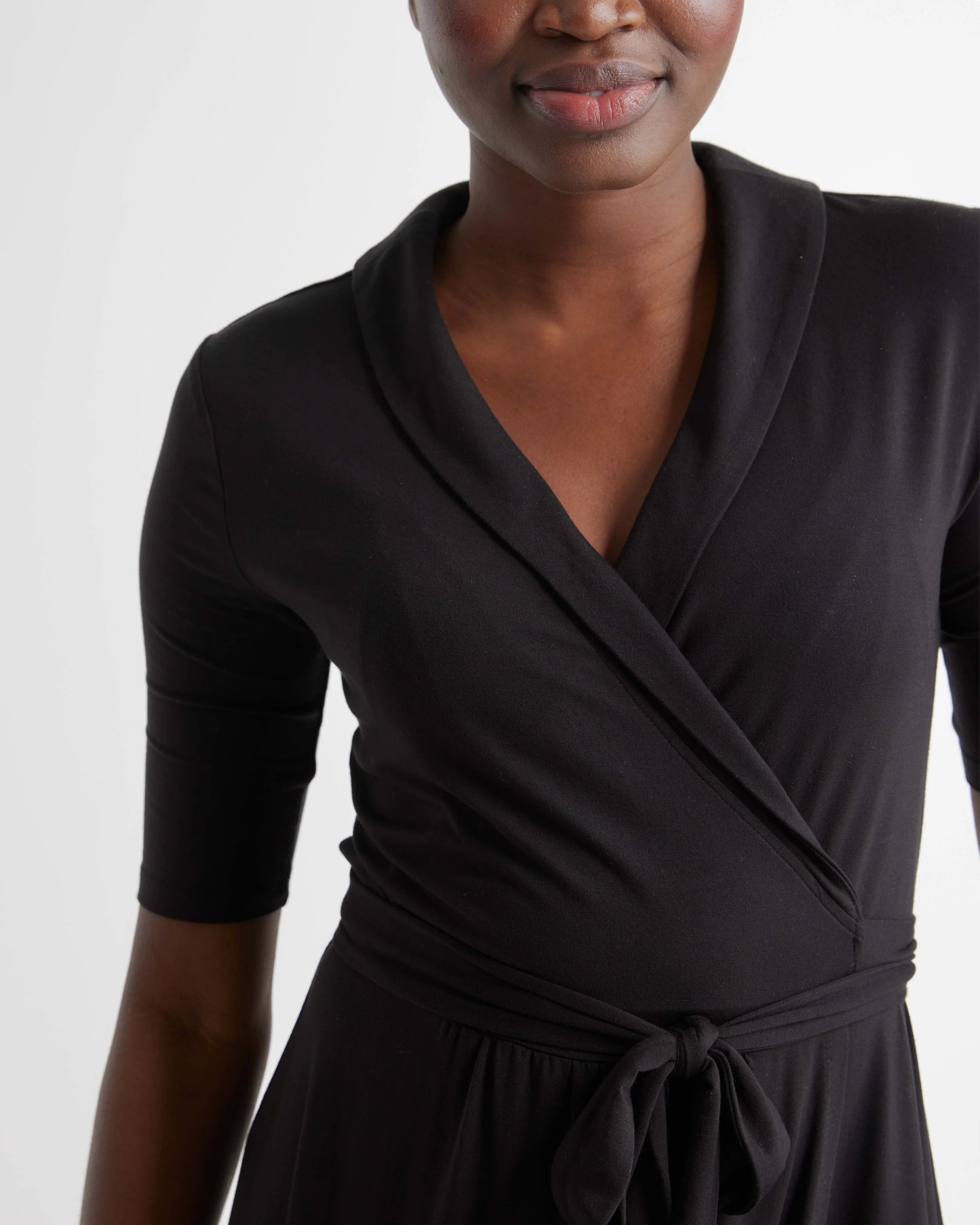 Tencel Jersey Midi Wrap Dress - XS / Brown