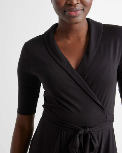 Tencel Jersey Midi Wrap Dress - XS / Brown