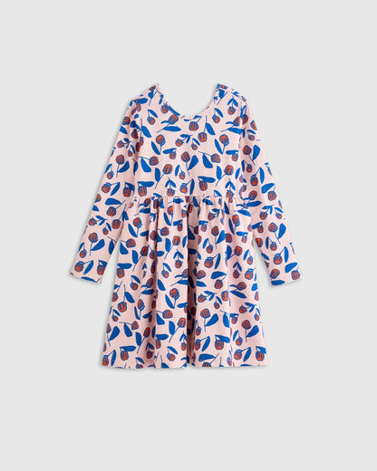 Organic Cotton Long Sleeve Skater Dress - 2T / Red Poppy Garden