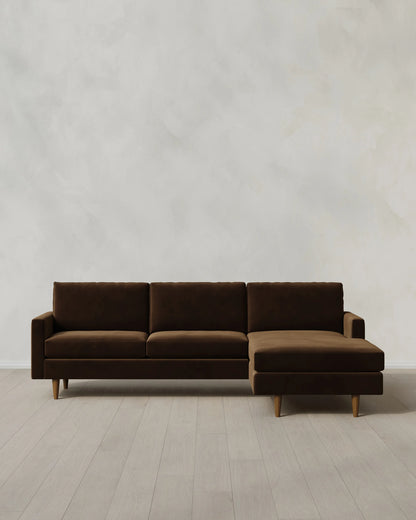 Atlas Midcentury Chaise Sectional in Performance Velvet - 106" Right Arm / Pine