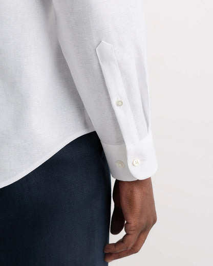 100% European Linen Wrinkle-Resistant Dress Shirt - S / Chambray Blue