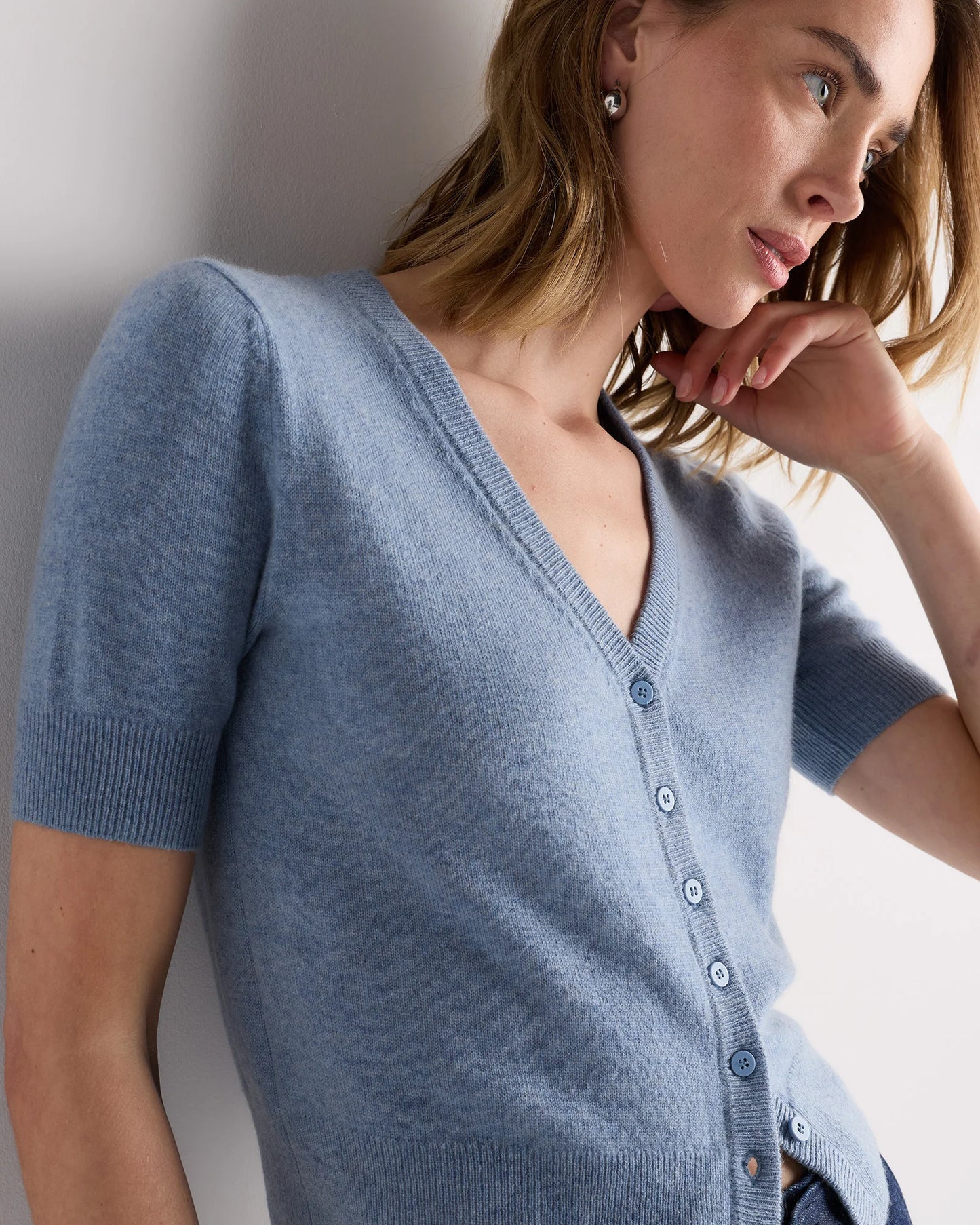 Mongolian Cashmere Short Sleeve Cardigan - XS / Oatmeal