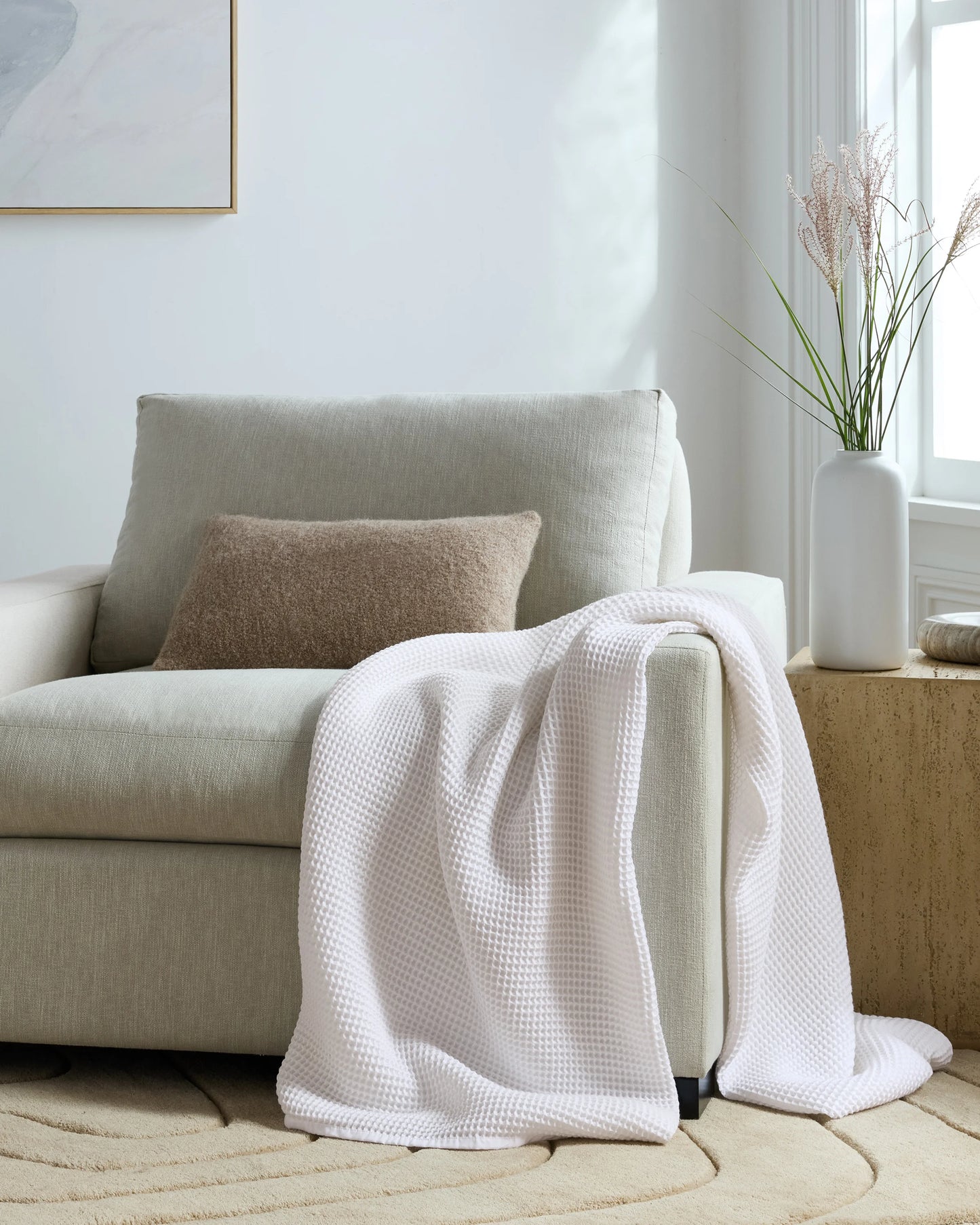 Organic Waffle Throw - 50x70 / Dried Sage