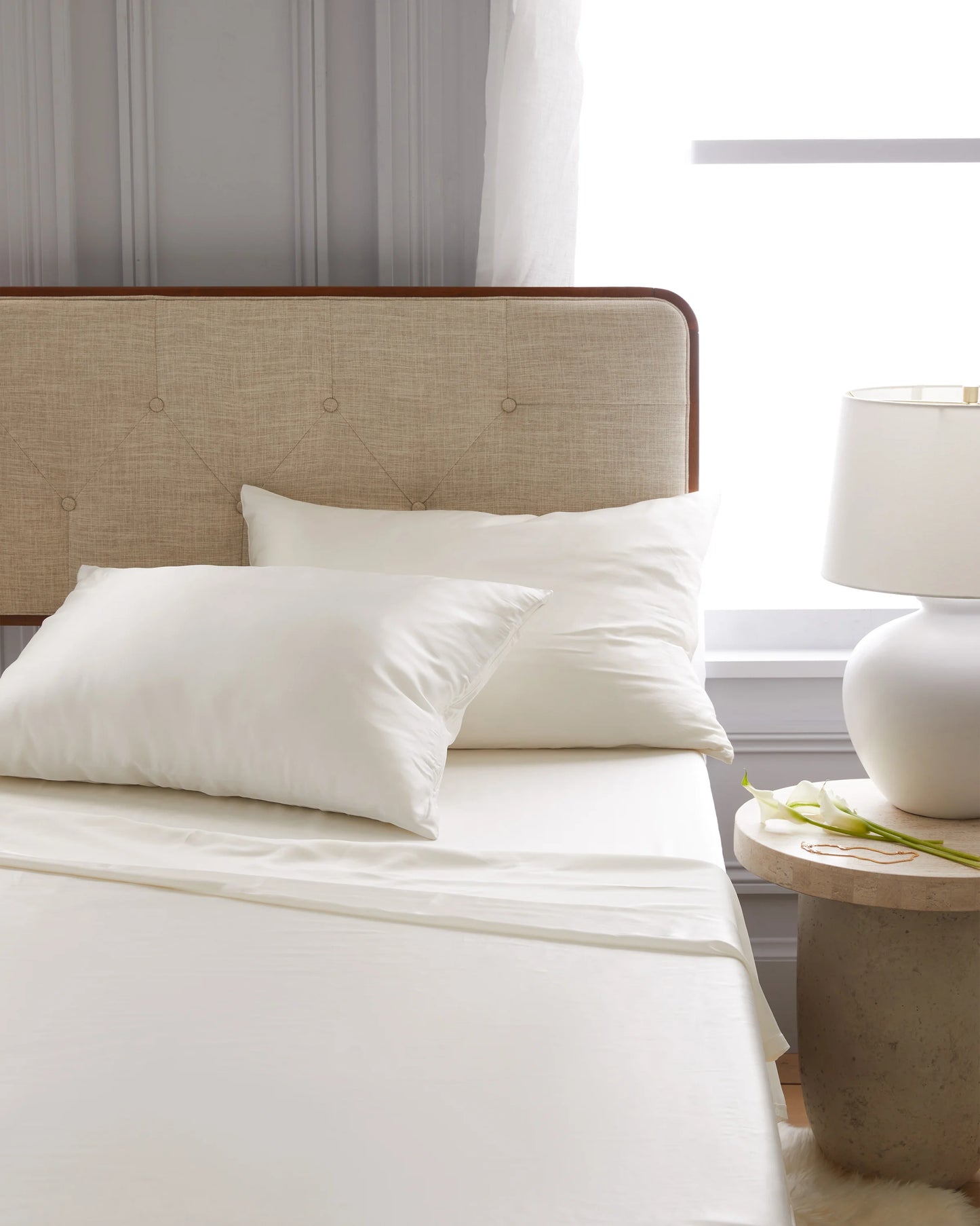 Mulberry Silk Fitted Sheet - Queen / Ivory