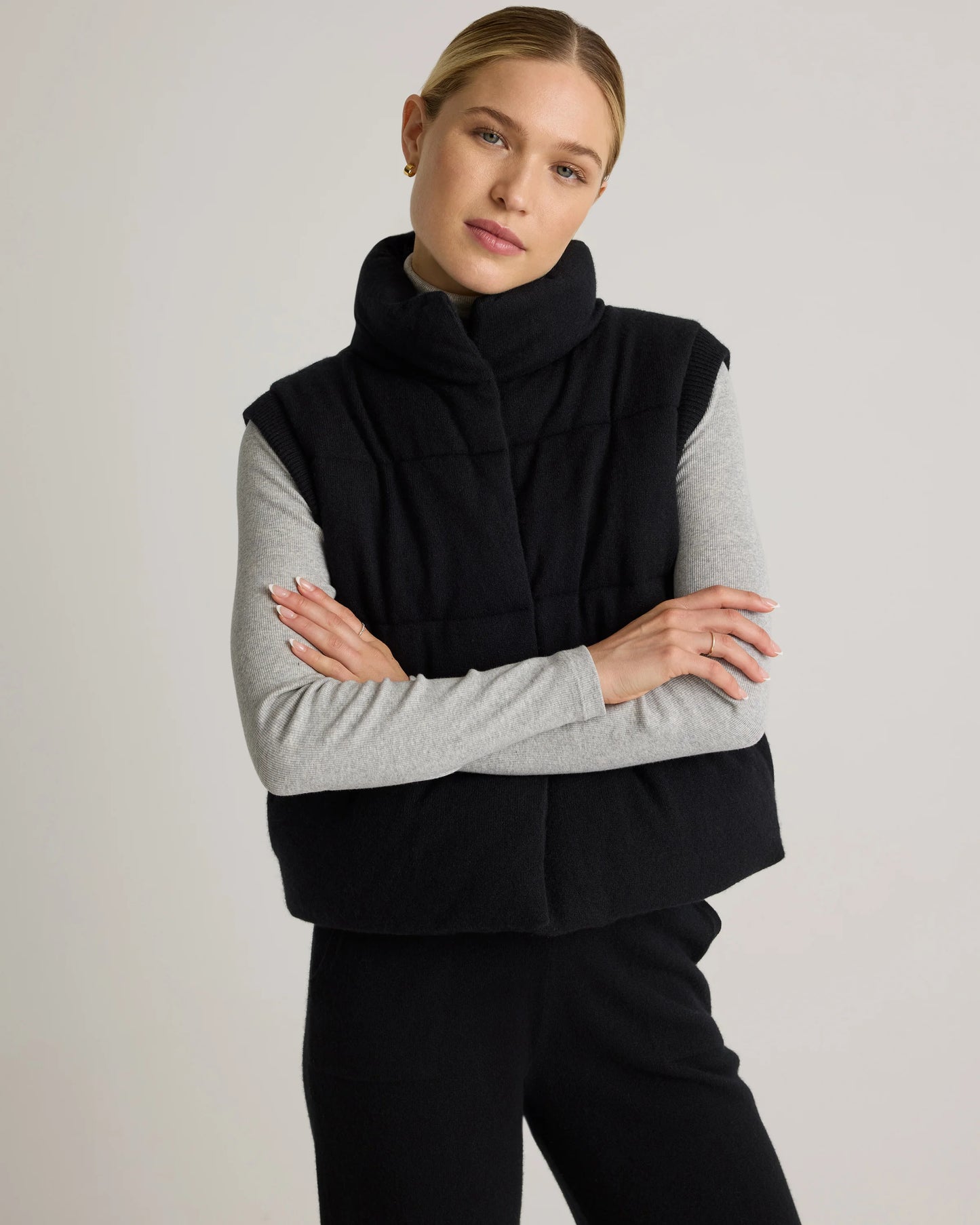 Mongolian Cashmere Puffer Vest - XS / Black