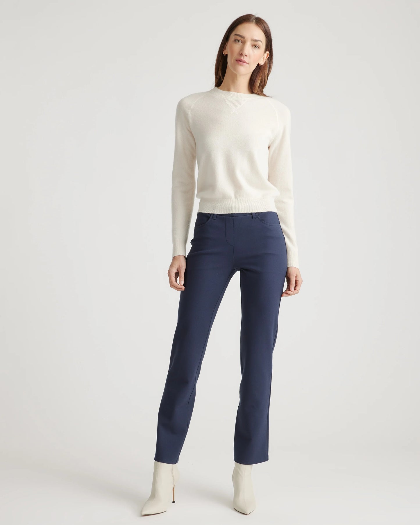 Ultra-Stretch Ponte Straight Leg 4-Pocket Pants - XS / Navy