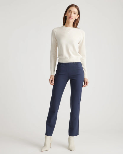 Ultra-Stretch Ponte Straight Leg 4-Pocket Pants - XS / Navy