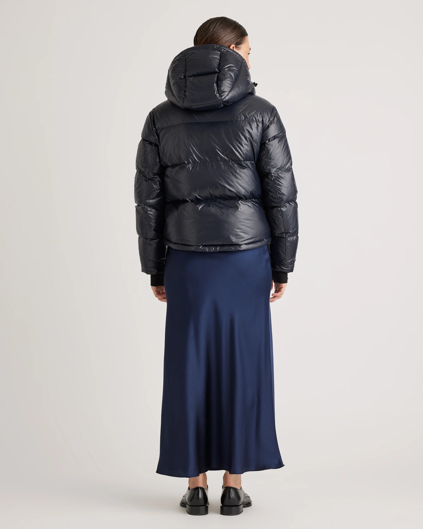 Responsible Down Cropped Puffer Jacket - XS / Shiny Black