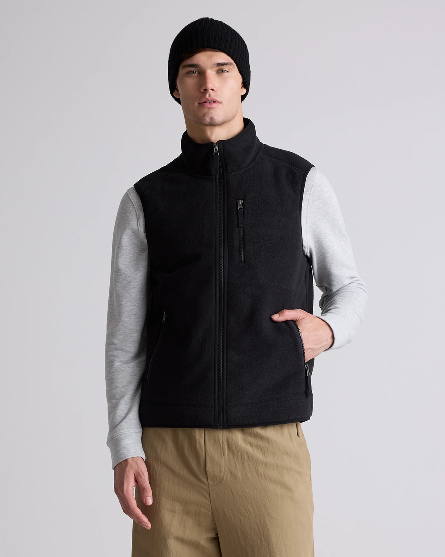 Polar Fleece Full-Zip Vest - S / Gravel