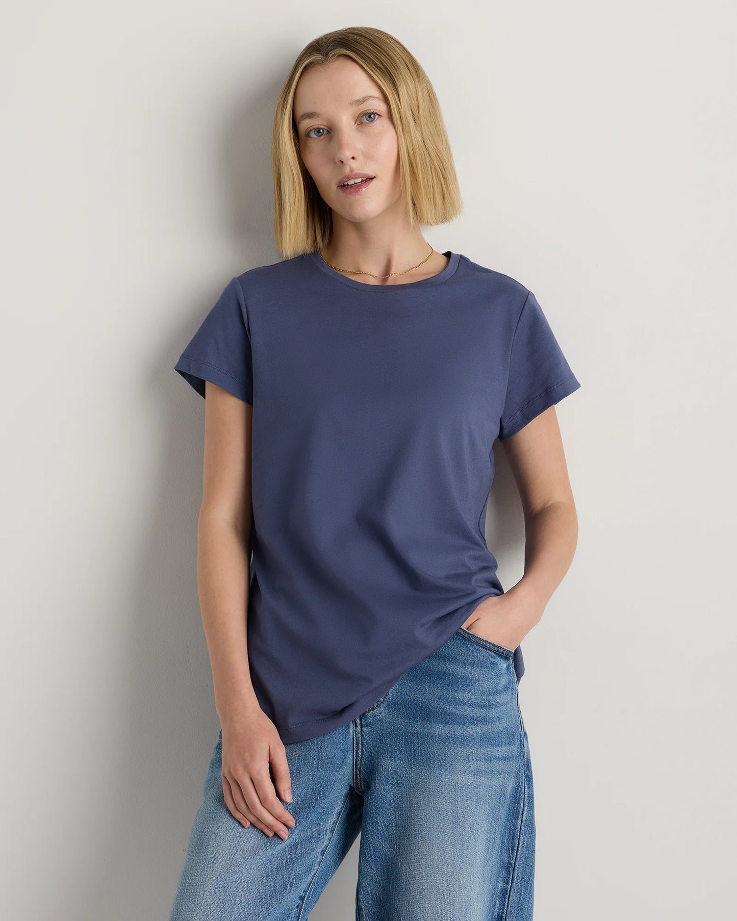 Cotton Modal Crew Neck Swing Tee - XS / White