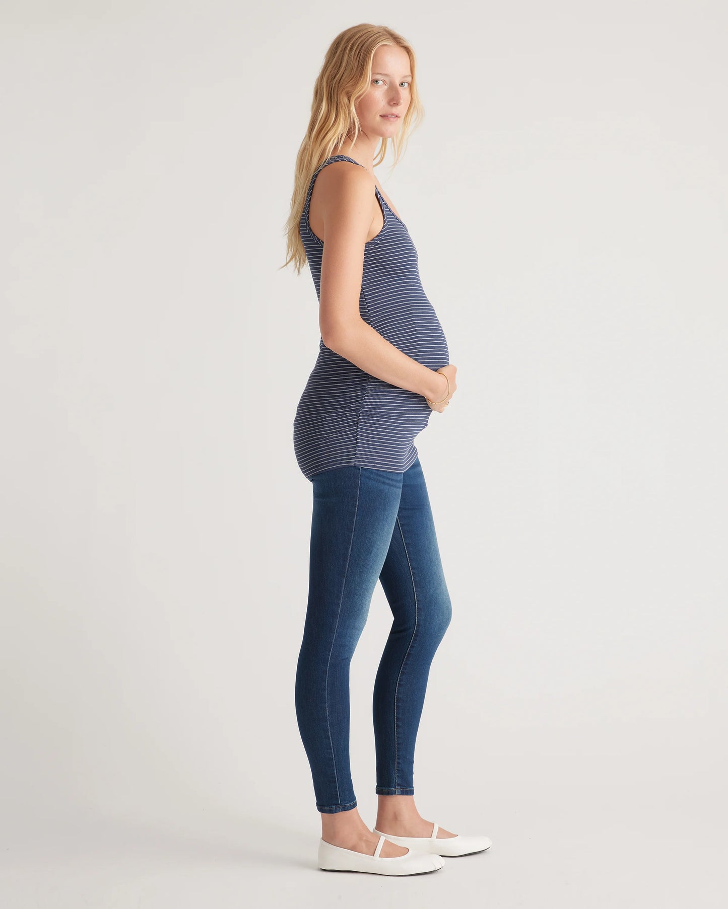 Bamboo Rib Maternity Scoop Neck Tank - XS / Deep Navy