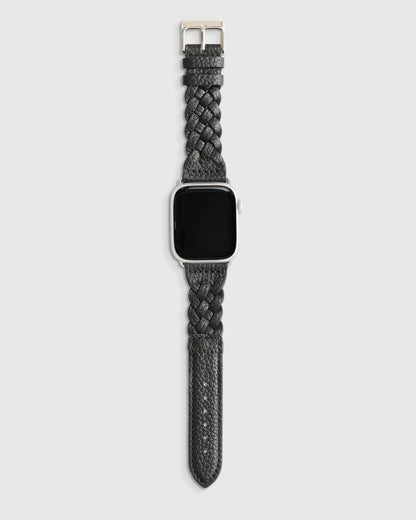 Braided Leather Smartwatch Band - 38mm - 42mm / Dark Brown