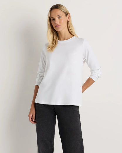 100% Organic Cotton Long Sleeve Swing Tee - XS / Classic White