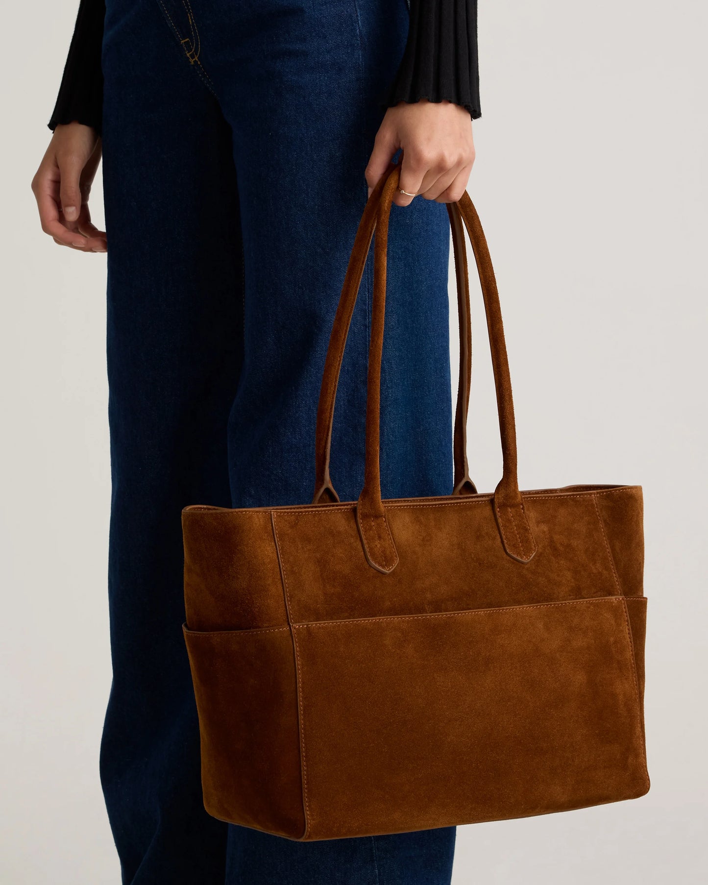 Hudson Suede Tote - One Size / Chocolate Brown