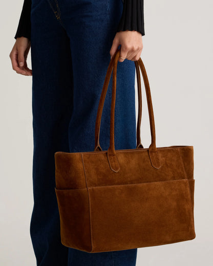 Hudson Suede Tote - One Size / Chocolate Brown