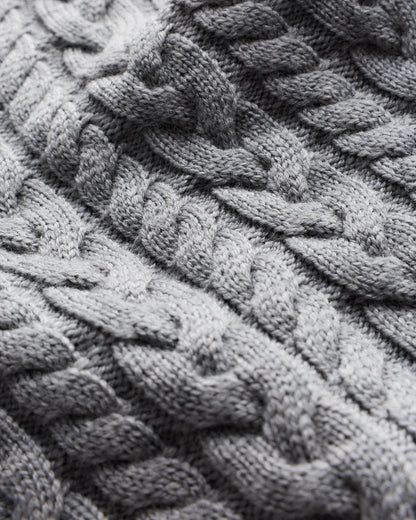 Australian Merino Wool Cable Crewneck Sweater - S / Heather Grey