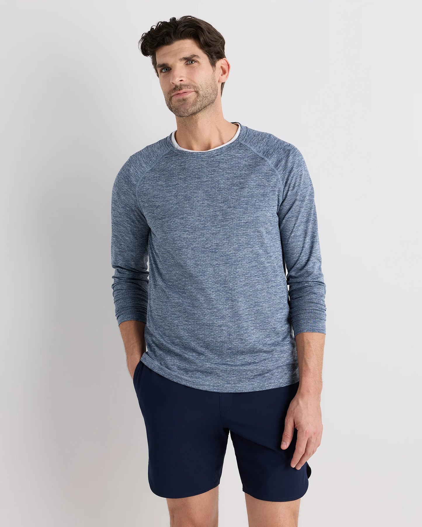 Mesh Performance Training Long Sleeve Tee - S / Heather Navy