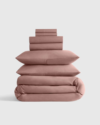 Organic Crisp Percale Deluxe Bedding Bundle - Twin / White