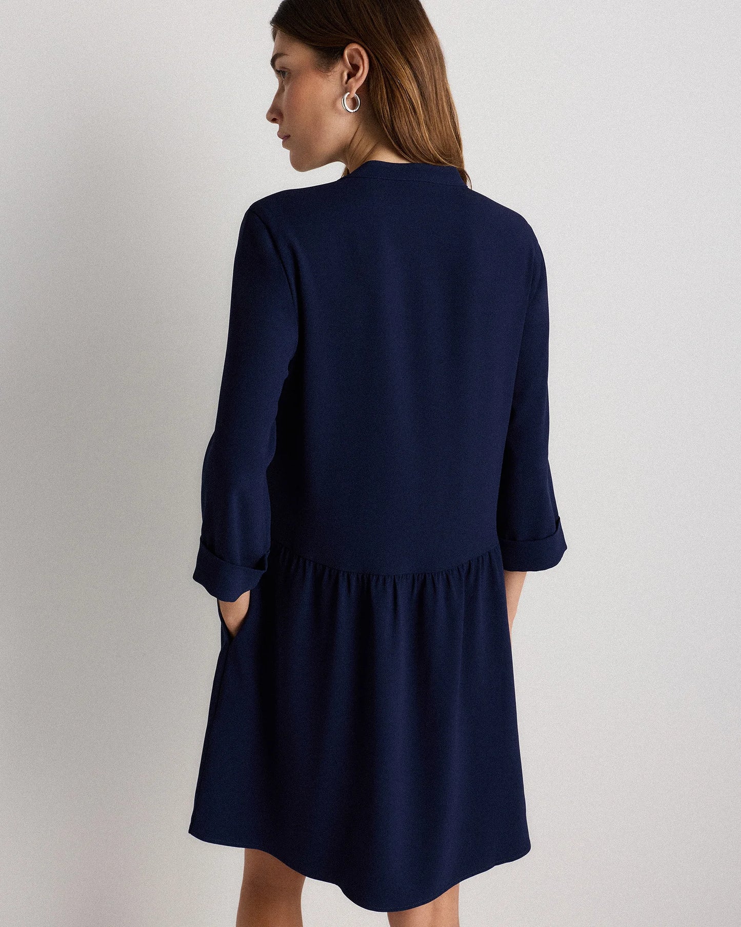 Fluid Crepe Shirt Dress - XS / Wine Tasting Red