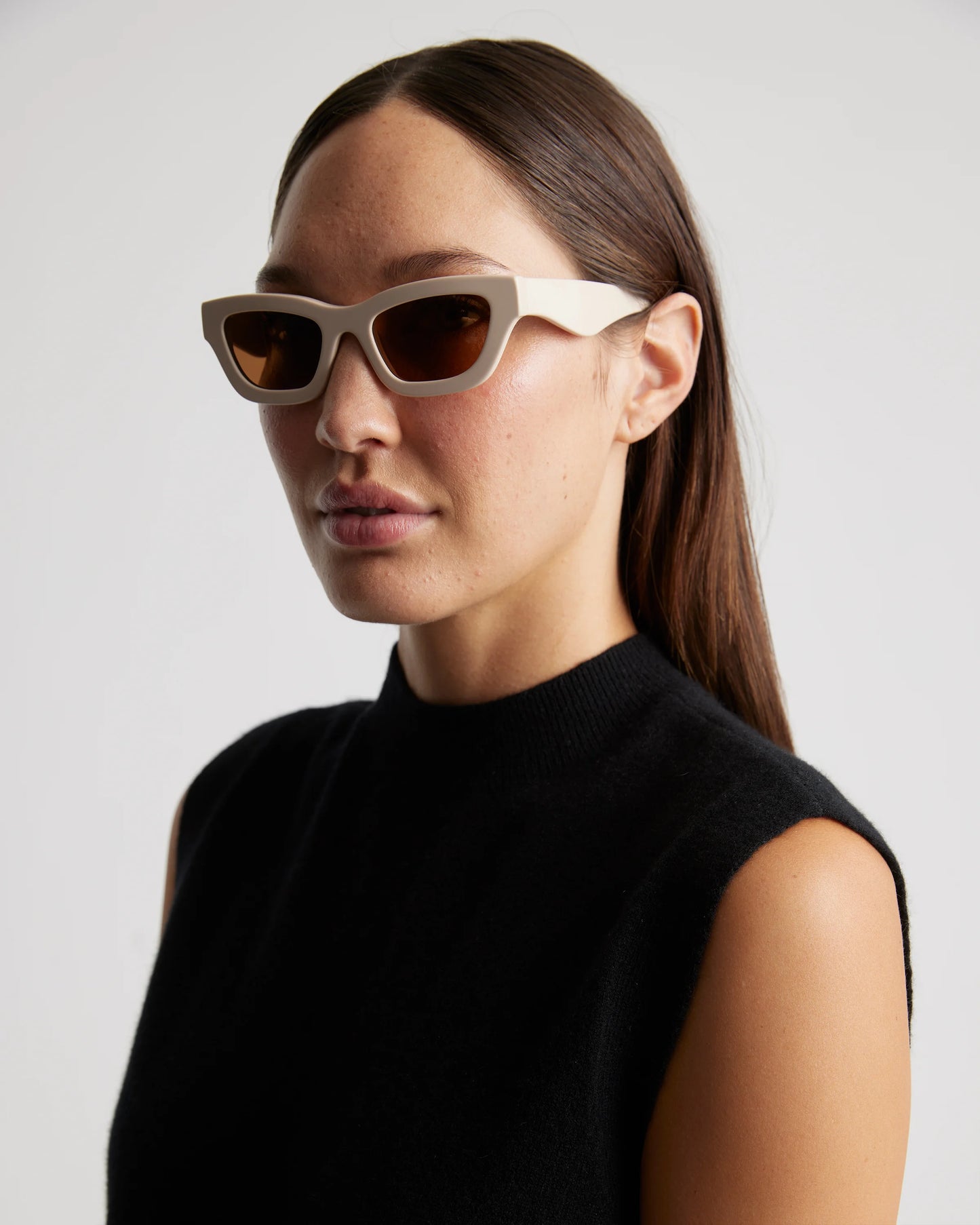 Jackie Polarized Acetate Sunglasses - One Size / Cream with Brown Lens