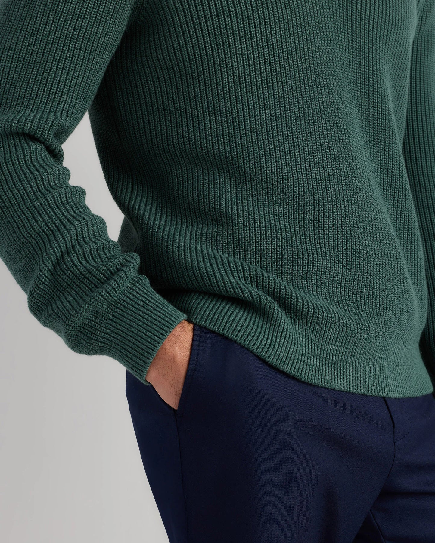 100% Organic Cotton Ribbed Polo Sweater - XS / Mid Heather Grey
