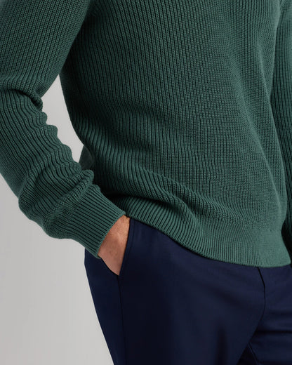 100% Organic Cotton Ribbed Polo Sweater - XS / Mid Heather Grey