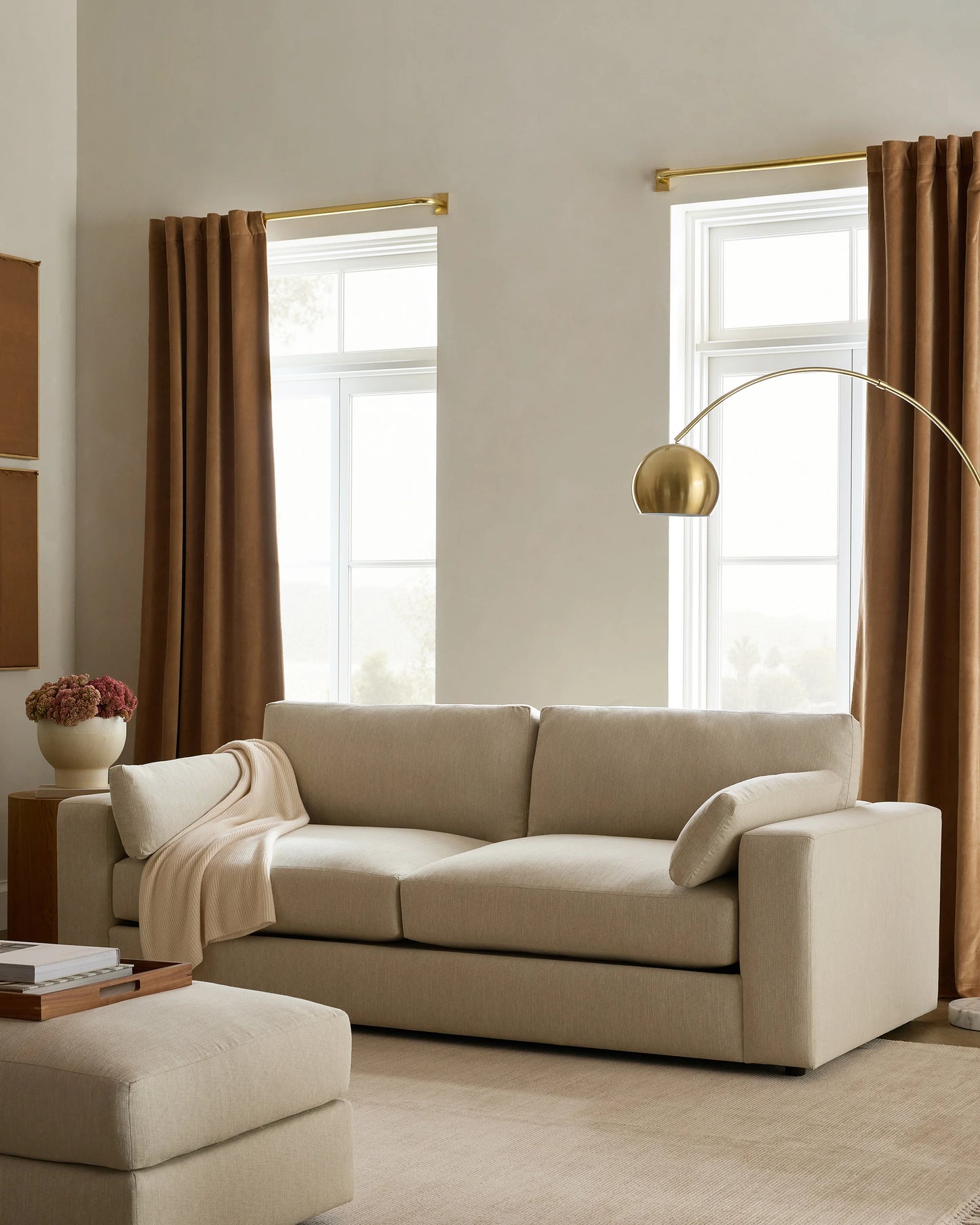Ashford Deep Seat Sofa in Performance Chenille Linen Blend - 7ft / Snow