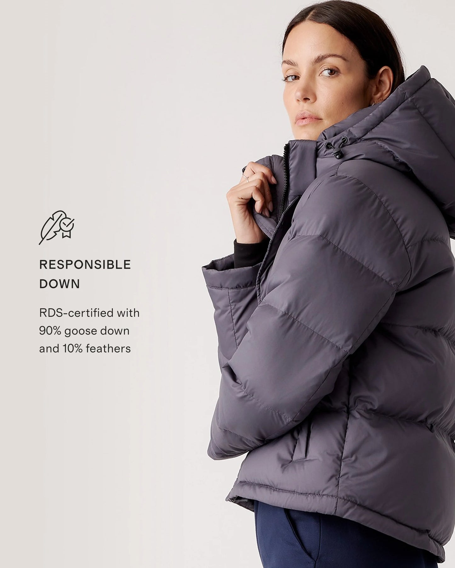 Responsible Down Cropped Puffer Jacket - XS / Shiny Black