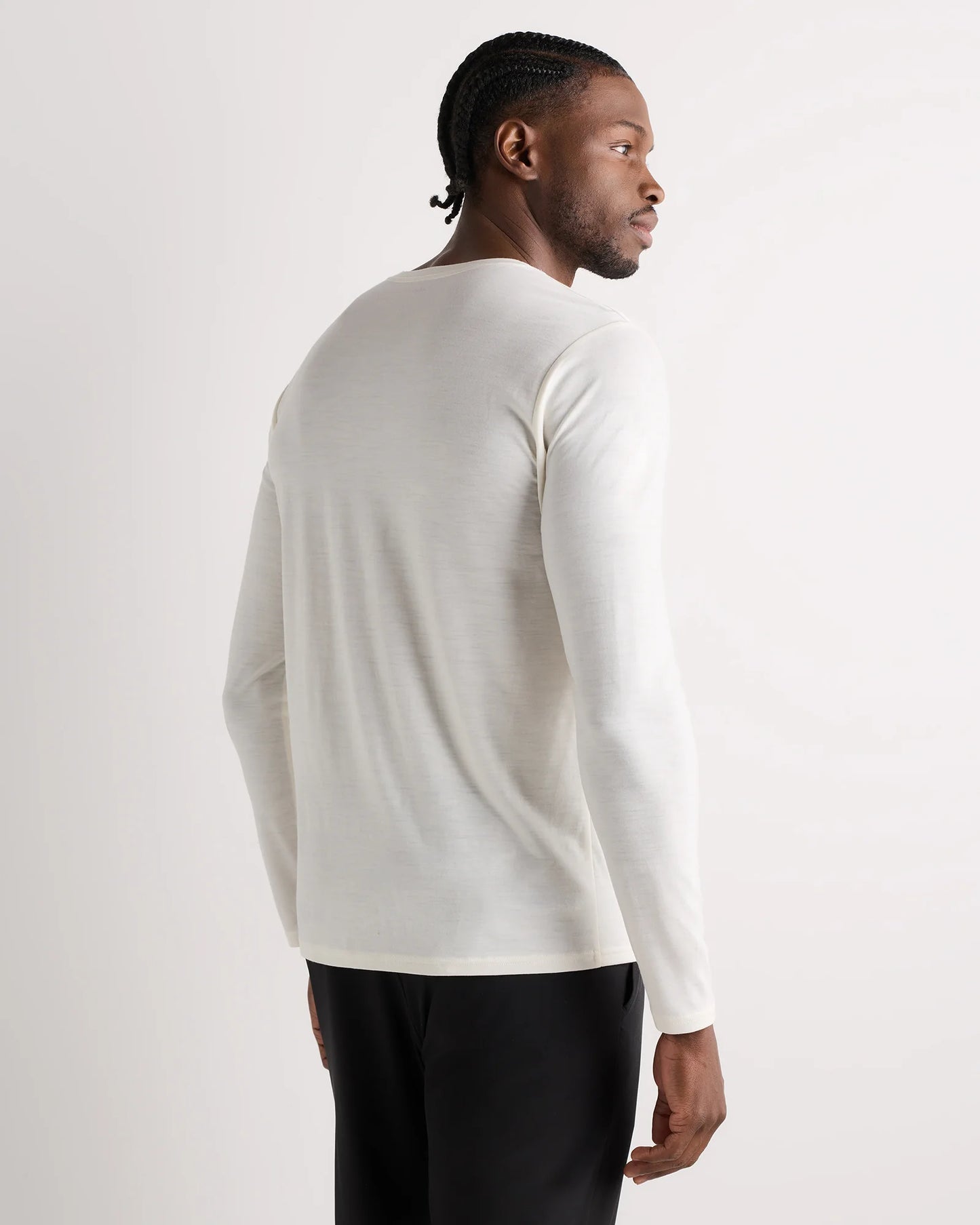100% Merino Wool All-Season Long Sleeve Base Layer Tee - XS / Off-White