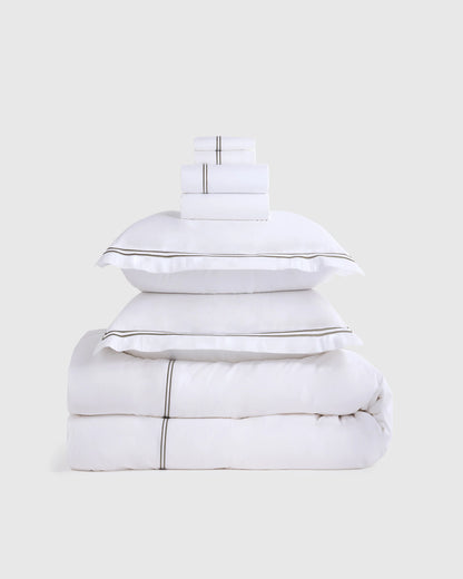 Organic Crisp Percale Deluxe Bedding Bundle - Twin / White