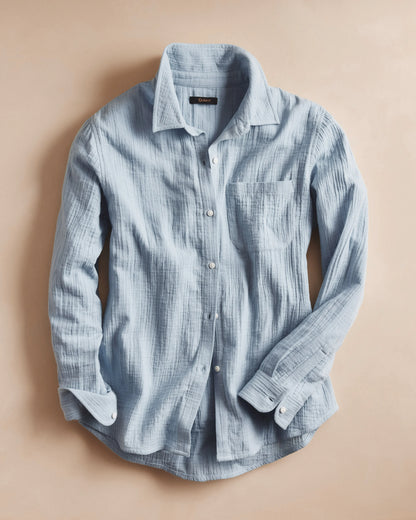100% Organic Cotton Gauze Long Sleeve Shirt - XS / Khaki Gingham
