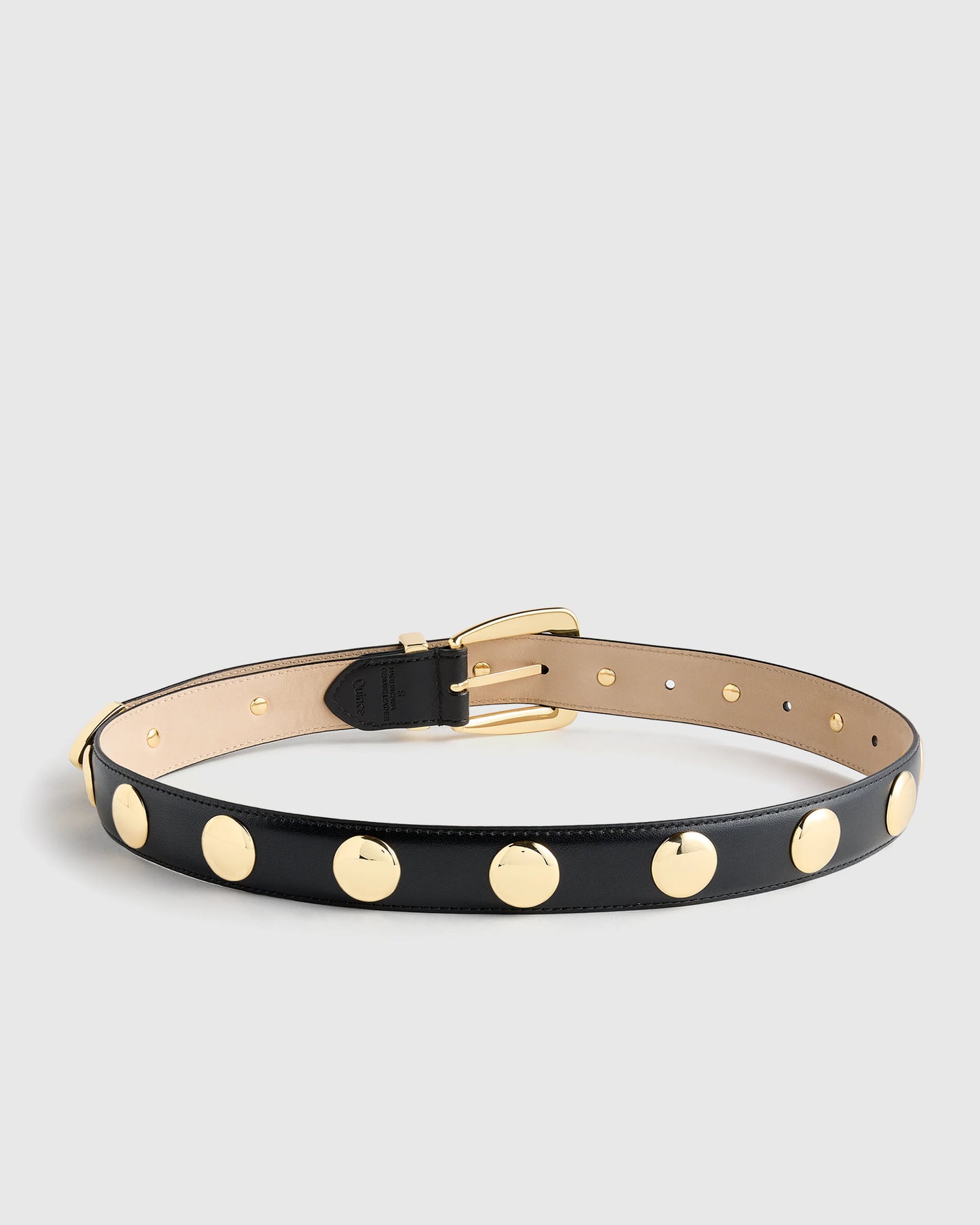 Alyssa European Leather Studded Belt - XS / Black/Silver