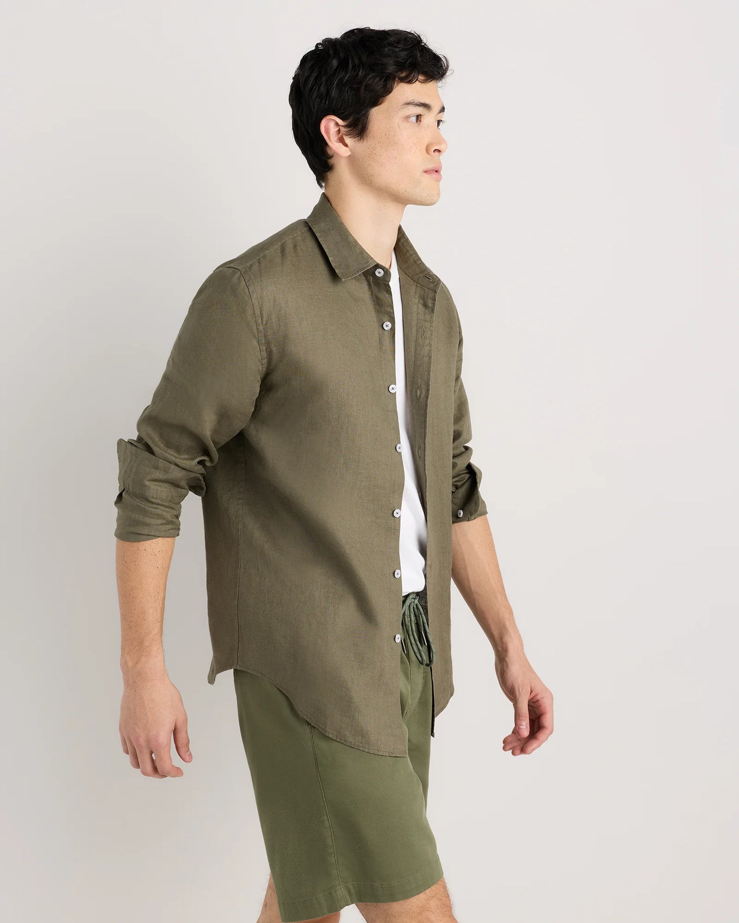 100% European Linen Relaxed Long Sleeve Shirt - XS / Flax