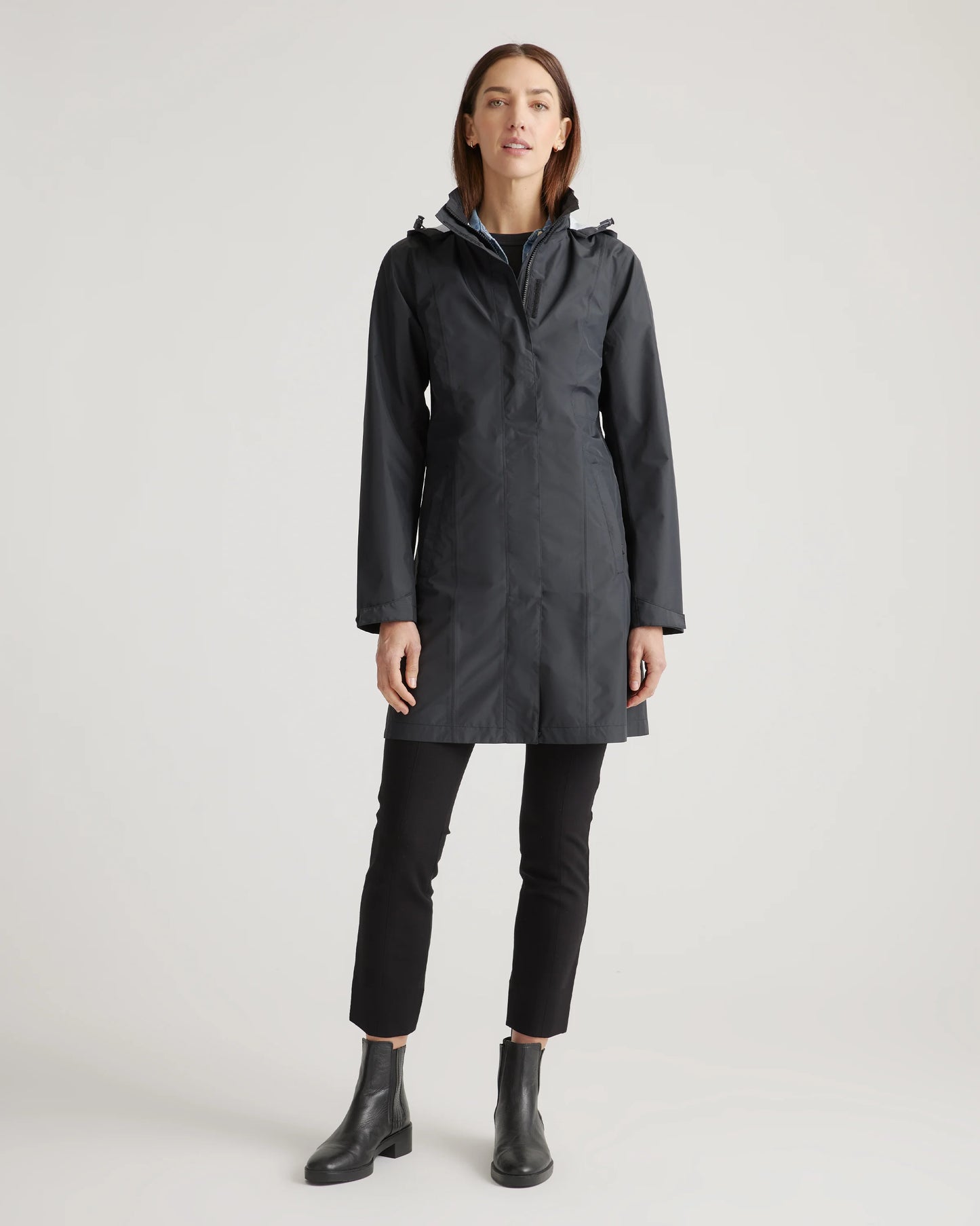 Weather Proof Long Rain Shell Jacket - XS / Ink Blue