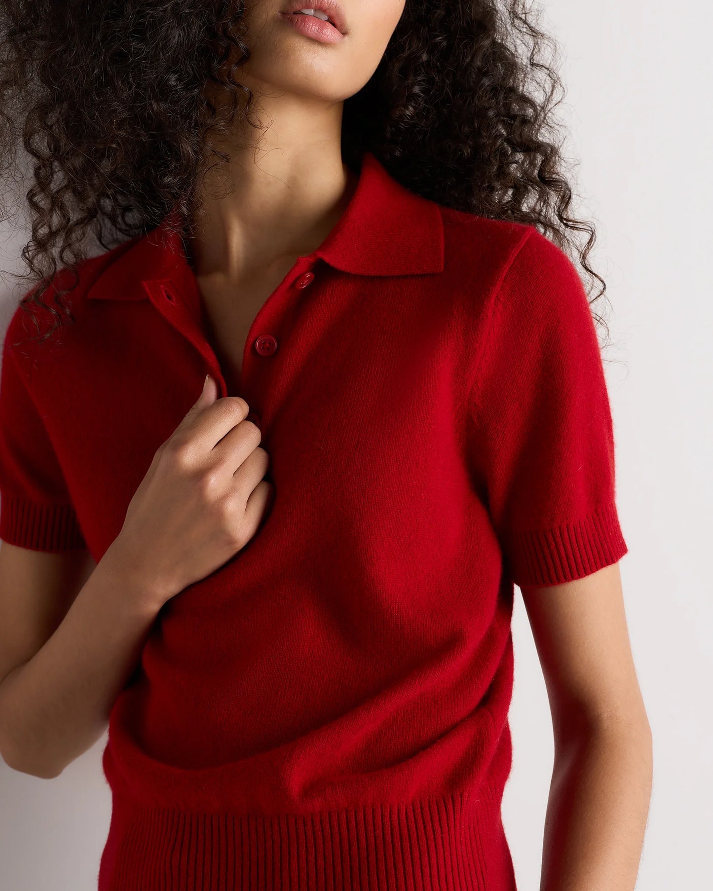 Mongolian Cashmere Short Sleeve Polo - XS / Oatmeal