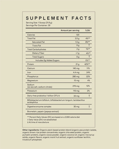Certified Organic Plant Protein - One Size / Vanilla Bean