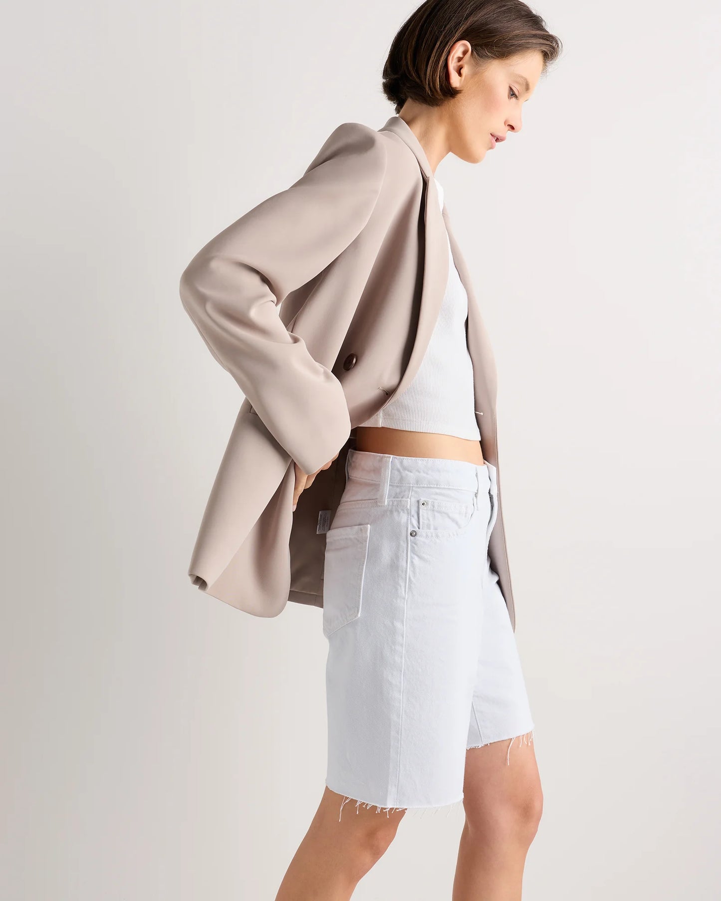 Maya Rigid Bermuda Shorts - 24 / Powder Blue Destruct