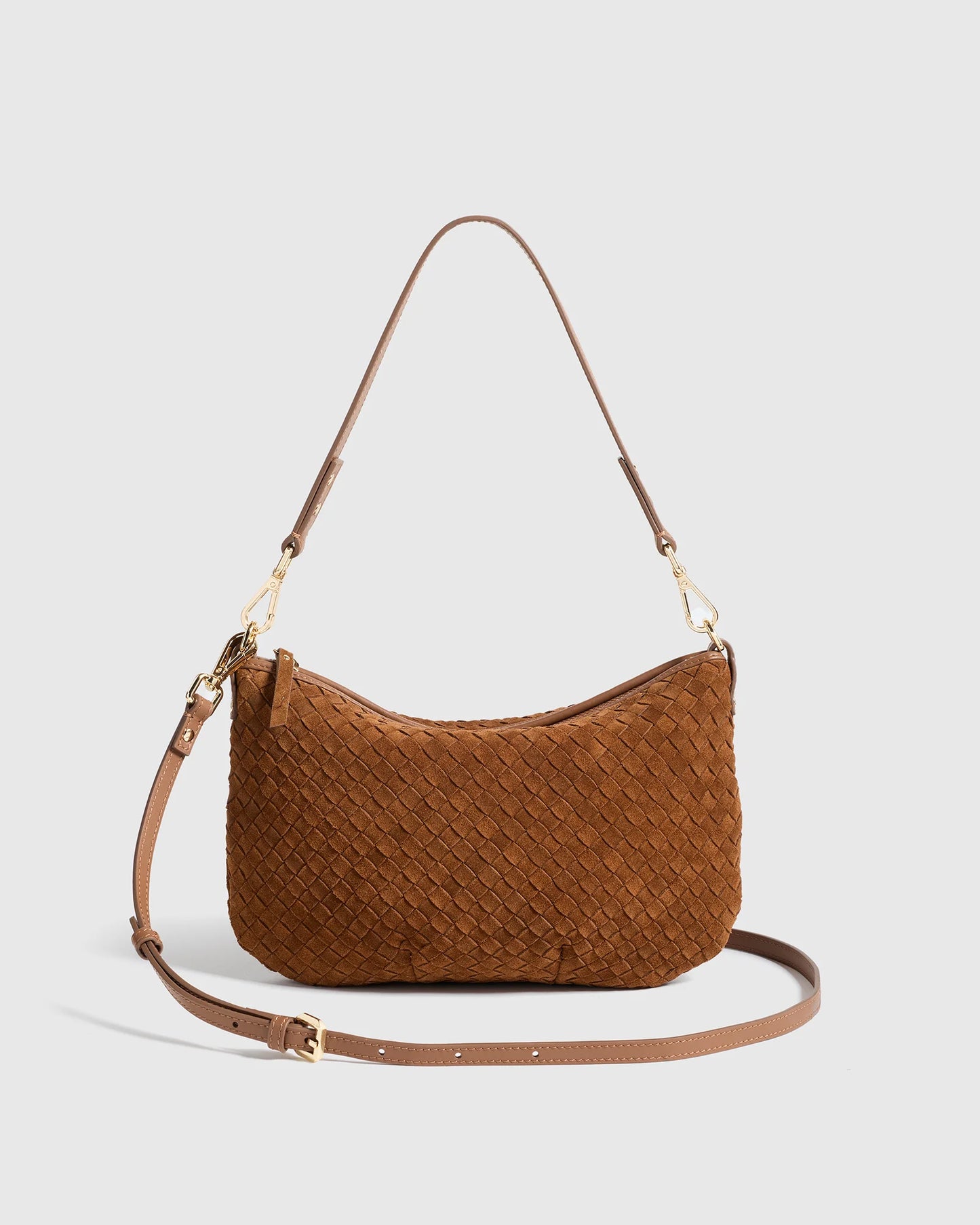 Sloane Suede Handwoven Mini Shoulder Bag - One Size / Pebble