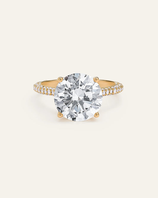 Lab Grown Diamond Round Pave Cathedral Engagement Ring - 5ct - 4 / Yellow Gold