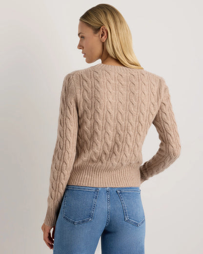 Mongolian Cashmere Shrunken Cable Crewneck Sweater - XS / Varsity Red