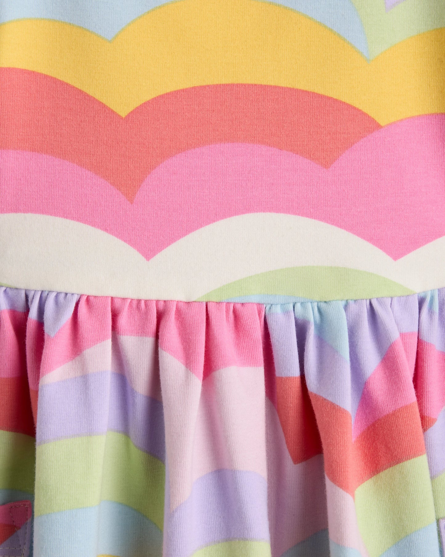 Organic Cotton Fit and Flare Pocket Dress - 12-18M / Cloud Rainbow Stripe