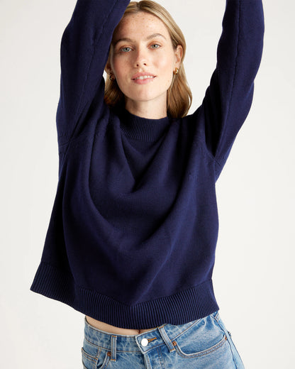 100% Organic Cotton Mock Neck Sweater - XS / Ivory