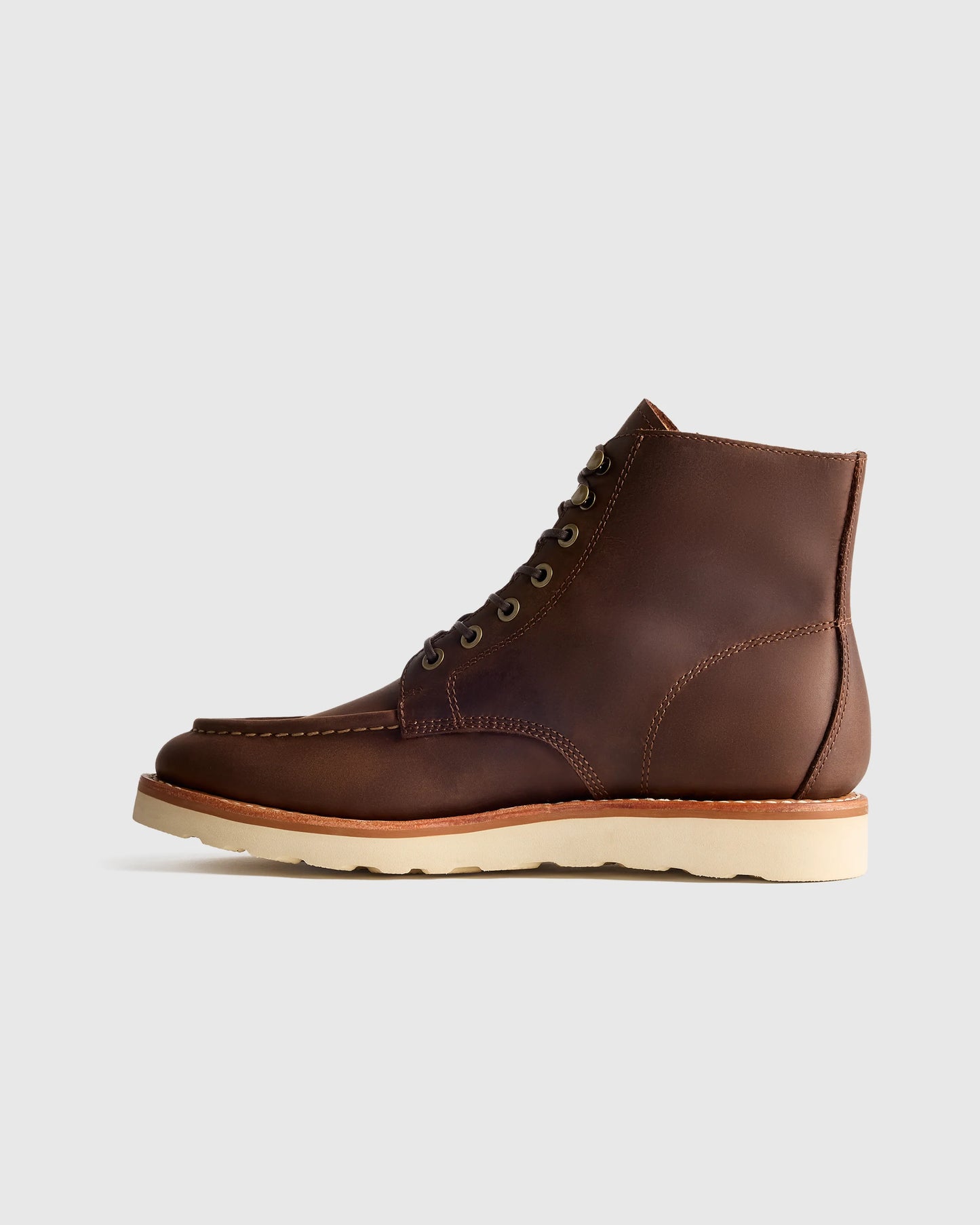 Crafted Leather Moc Toe Boot - 7 / Dark Chocolate